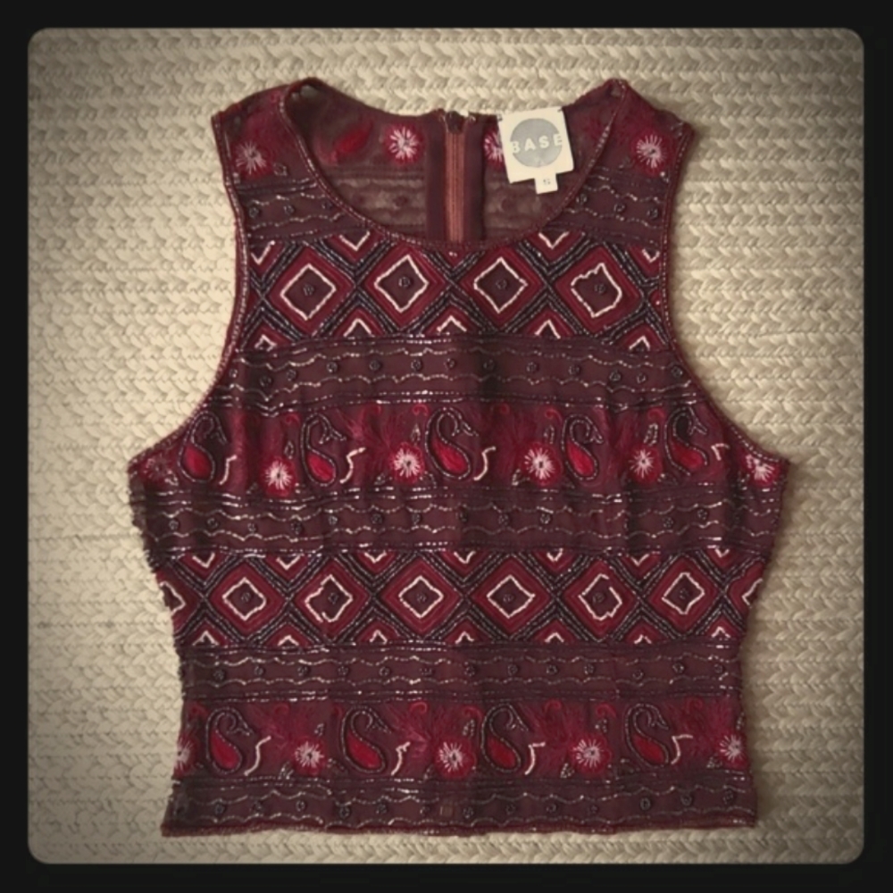 Vintage 90s hand-Beaded Crop Top